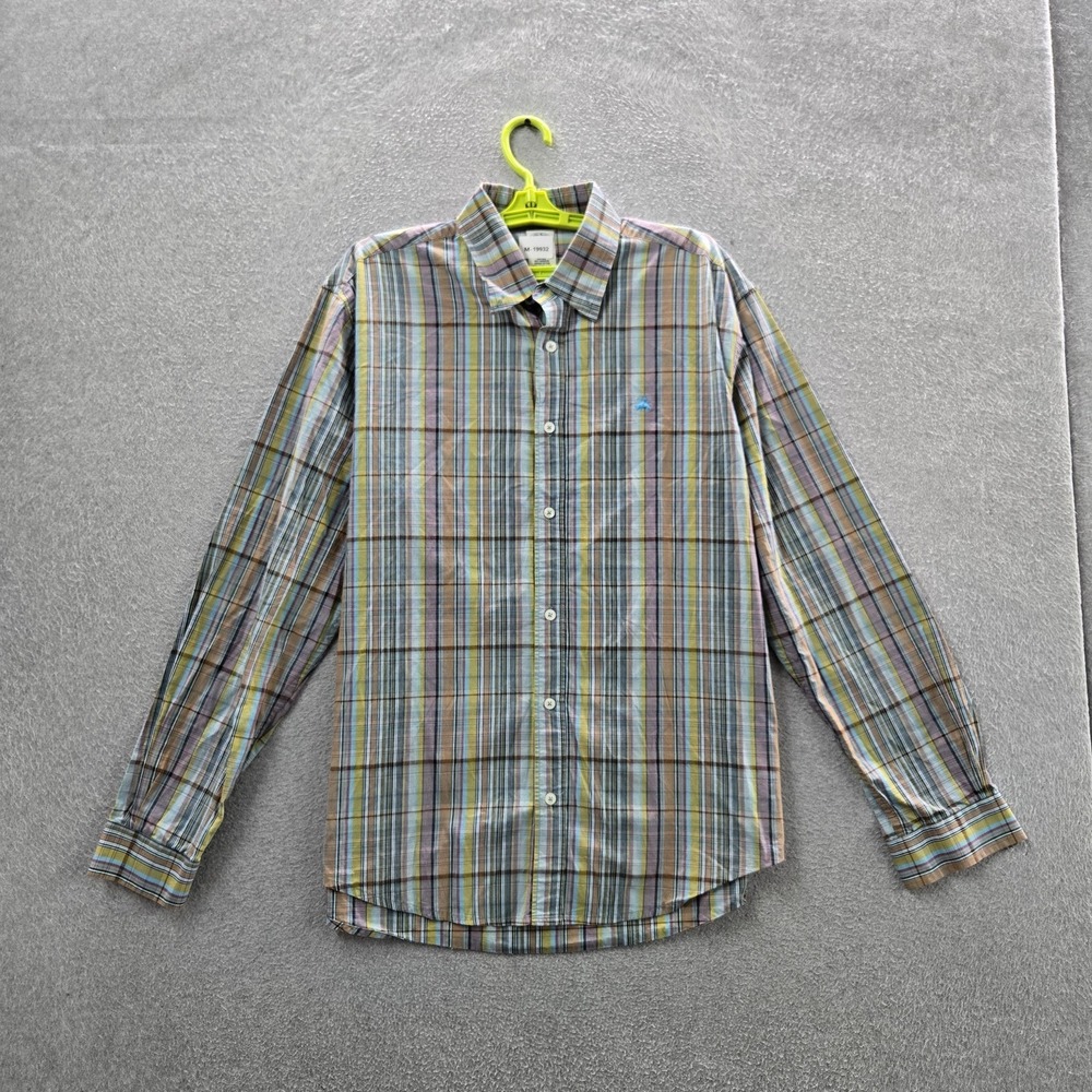Brooks Brothers Men Button Up Shirt XXL Yellow Madras Plaid Regent Polo Shirt